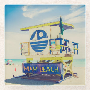 Lifeguard Tower   South Beach, Miami, Fl Glass Coaster