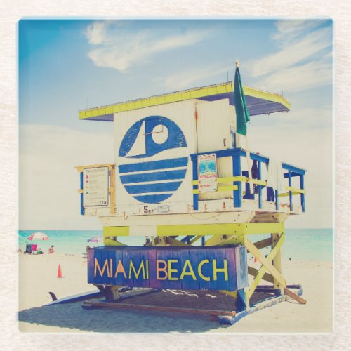 Lifeguard Tower  South Beach Miami Fl Glass Coaster