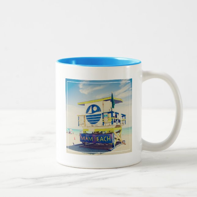 Lifeguard Tower | South Beach, Miami, Fl Two-Tone Coffee Mug (Right)