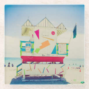 Lifeguard Tower   South Beach, Miami Glass Coaster