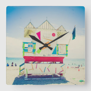 Lifeguard Tower South Beach, Miami Square Wall Clock