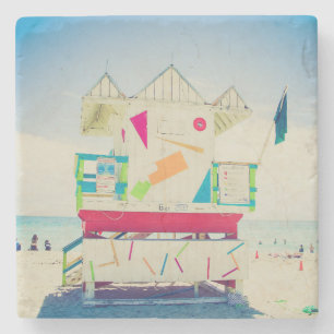 Lifeguard Tower   South Beach, Miami Stone Coaster