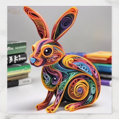 Lifelike Beautifully Paper Quilling Rabbit Envelope Liner