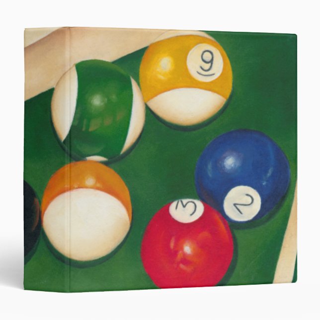 Lifelike Billiards Table with Balls and Chalk 3 Ring Binder (Front/Spine)