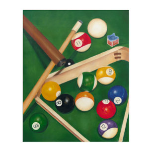 Lifelike Billiards Table with Balls and Chalk Acrylic Print