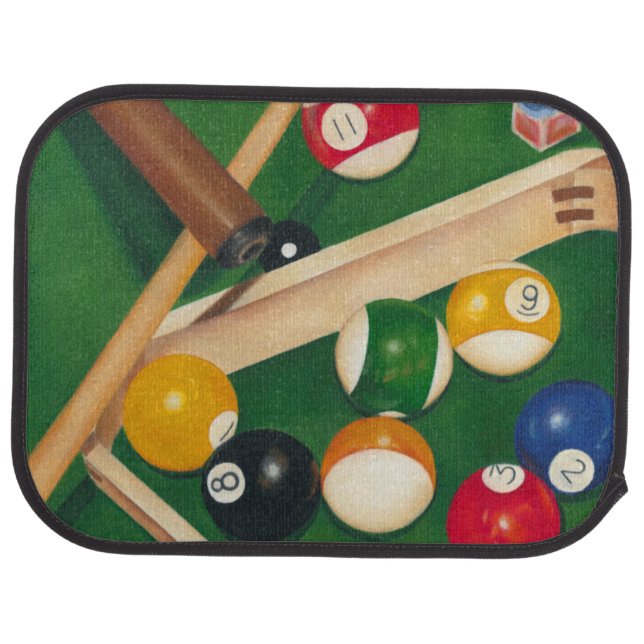 Lifelike Billiards Table with Balls and Chalk Car Floor Mat (Rear)
