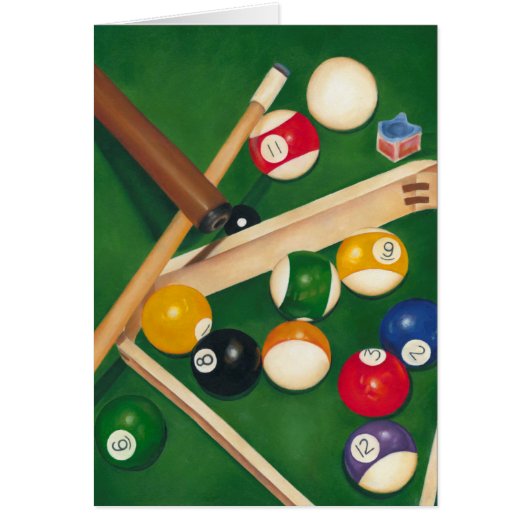 Lifelike Billiards Table with Balls and Chalk Cards (Front)