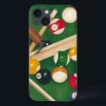 Lifelike Billiards Table with Balls and Chalk iPhone 13 Case<br><div class="desc">Rack 'em up with this spectacular painting of a billiards table by Jennifer Goldberger. The balls look new, the felt looks immaculate, and the chalk has already been applied to the cue sticks. Hang this in your home, or gift it to a friend or loved one who enjoys a game...</div>