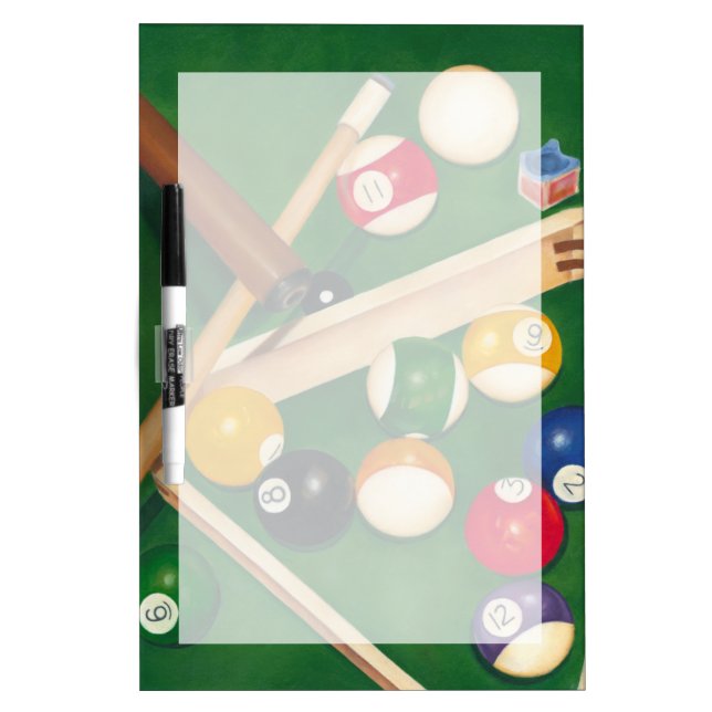 Lifelike Billiards Table with Balls and Chalk Dry Erase Board (Front)
