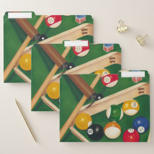 Lifelike Billiards Table with Balls and Chalk File Folder