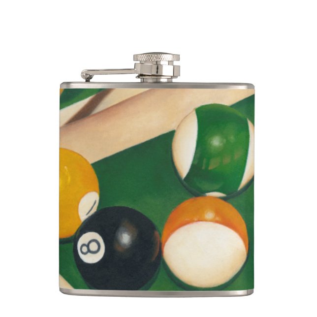 Lifelike Billiards Table with Balls and Chalk Flask (Front)