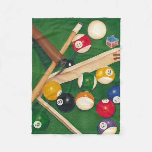 Lifelike Billiards Table with Balls and Chalk Fleece Blanket