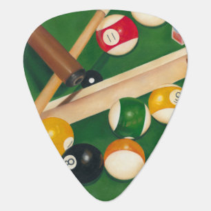 Lifelike Billiards Table with Balls and Chalk Guitar Pick