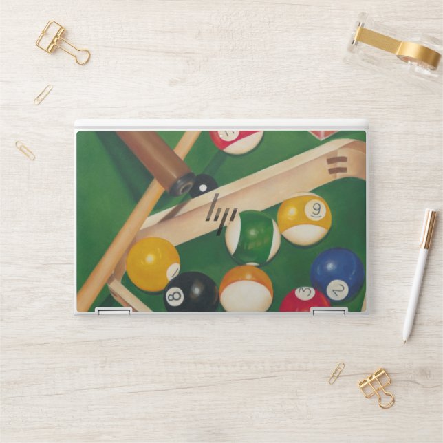 Lifelike Billiards Table with Balls and Chalk HP Laptop Skin (Desk)