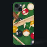 Lifelike Billiards Table with Balls and Chalk iPhone 13 Case<br><div class="desc">Rack 'em up with this spectacular painting of a billiards table by Jennifer Goldberger. The balls look new, the felt looks immaculate, and the chalk has already been applied to the cue sticks. Hang this in your home, or gift it to a friend or loved one who enjoys a game...</div>