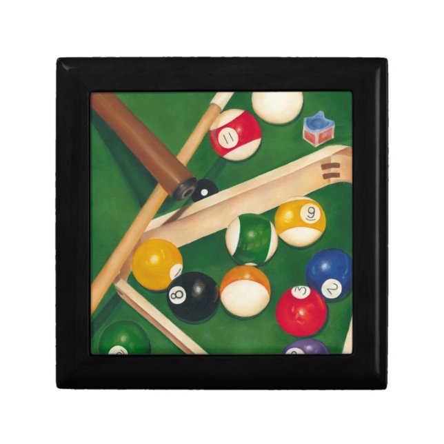 Lifelike Billiards Table with Balls and Chalk Jewelry Box (Front)