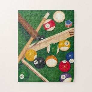 Lifelike Billiards Table with Balls and Chalk Jigsaw Puzzle
