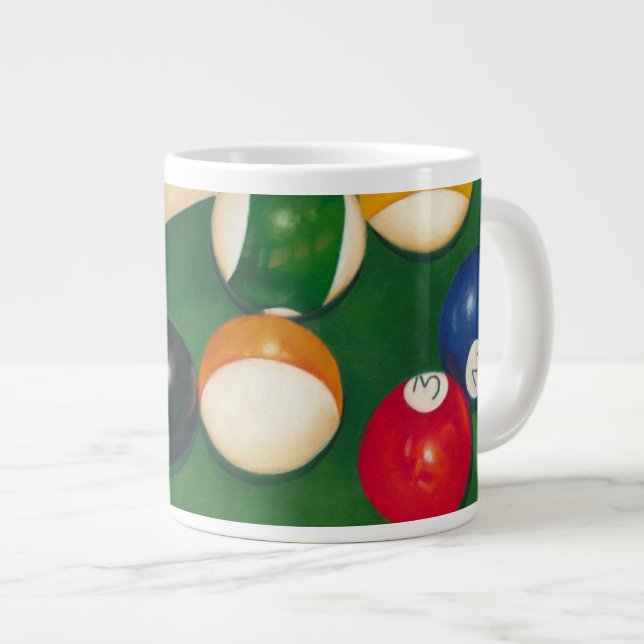Lifelike Billiards Table with Balls and Chalk Large Coffee Mug (Front Right)