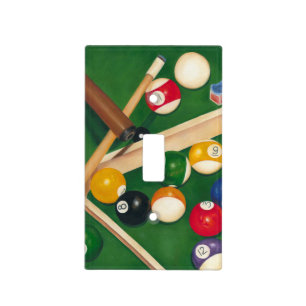 Lifelike Billiards Table with Balls and Chalk Light Switch Cover
