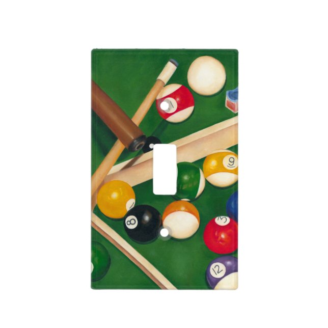 Lifelike Billiards Table with Balls and Chalk Light Switch Cover (Front)