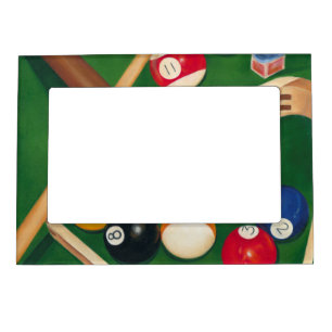 Lifelike Billiards Table with Balls and Chalk Magnetic Frame