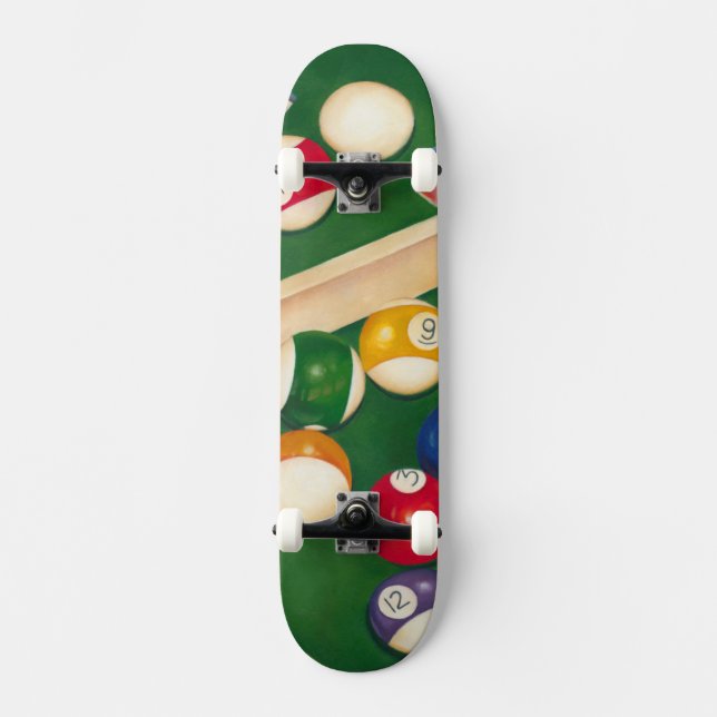 Lifelike Billiards Table with Balls and Chalk Skateboard (Front)