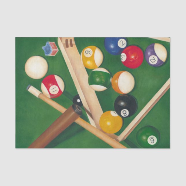 Lifelike Billiards Table with Balls and Chalk Tissue Paper (Front)