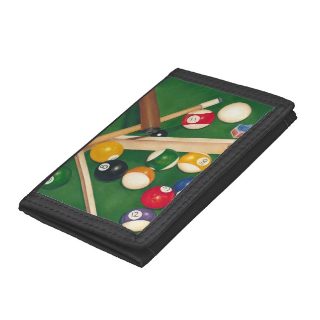 Lifelike Billiards Table with Balls and Chalk Tri-fold Wallet (Bottom)