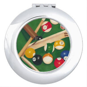 Lifelike Billiards Table with Balls and Chalk Vanity Mirror