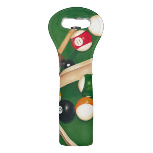 Lifelike Billiards Table with Balls and Chalk Wine Bag