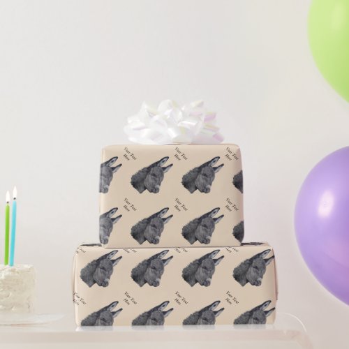 lifelike picture of very cute donkey wrapping paper