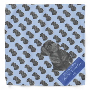 lifelike portrait painting of black labrador dog bandana