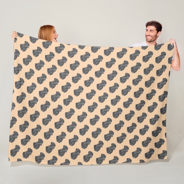 lifelike portrait painting of black labrador dog fleece blanket (In Situ)