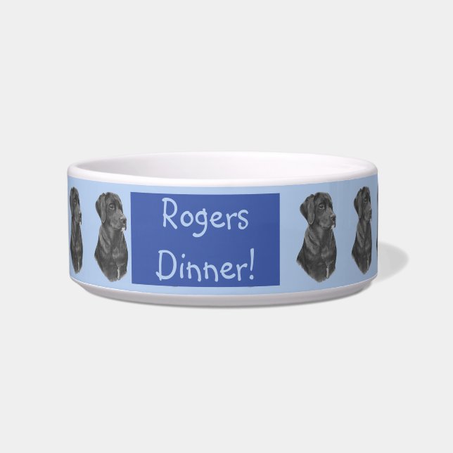lifelike portrait picture of black labrador dog bowl (Front)