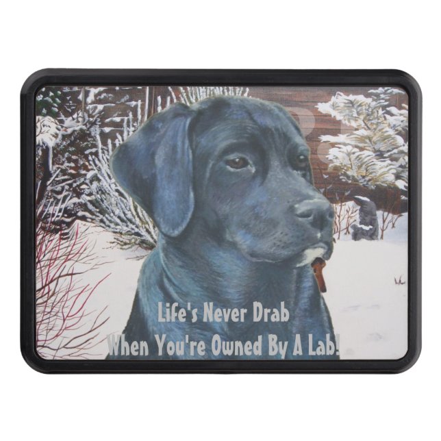 lifelike portrait picture of black labrador dog  hitch cover (Front)