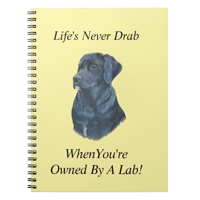 lifelike portrait picture of black labrador dog notebook (Front)