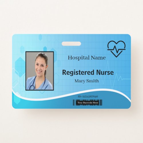 Lifeline Blue Medical Heartbeat Photo ID Badge