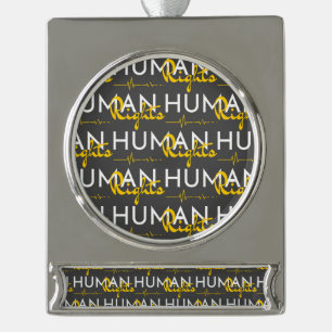 Lifeline to Human Rights Silver Plated Banner Ornament