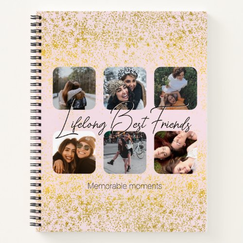 Lifelong Best friends Pink Blush  Gold Sparkles Notebook