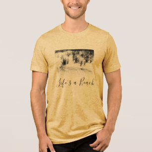 "Life's A Beach" Black Gray Photo Motivational Tri-Blend Shirt