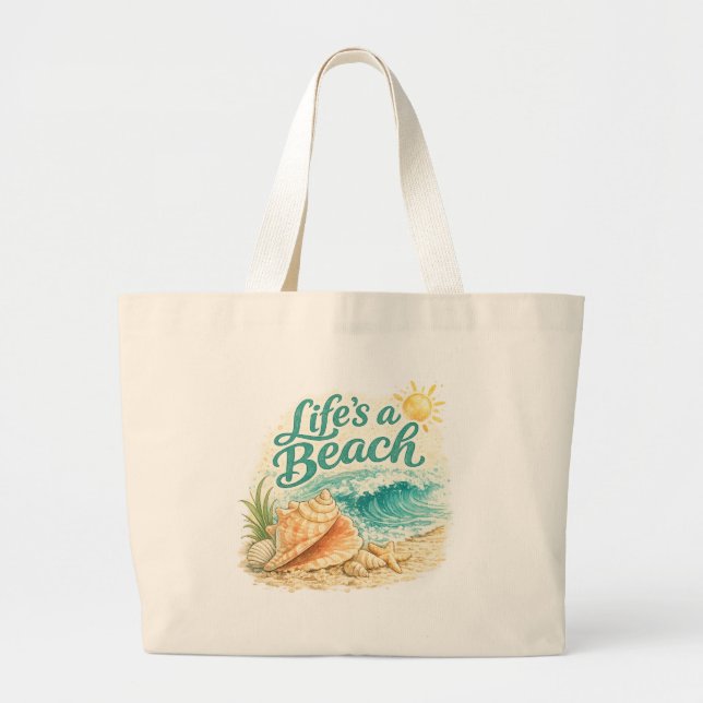 Life's A Beach Large Tote Bag (Front)