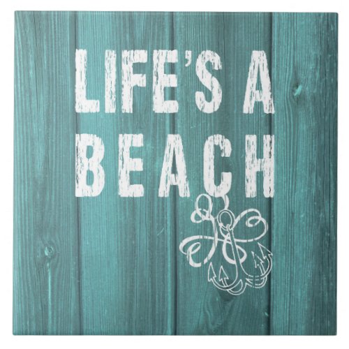 Lifes A Beach_Nautical Blue Weatherboard Design Ceramic Tile