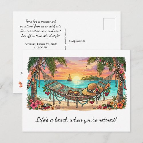 Life's a Beach Retirement Party |  Postcard