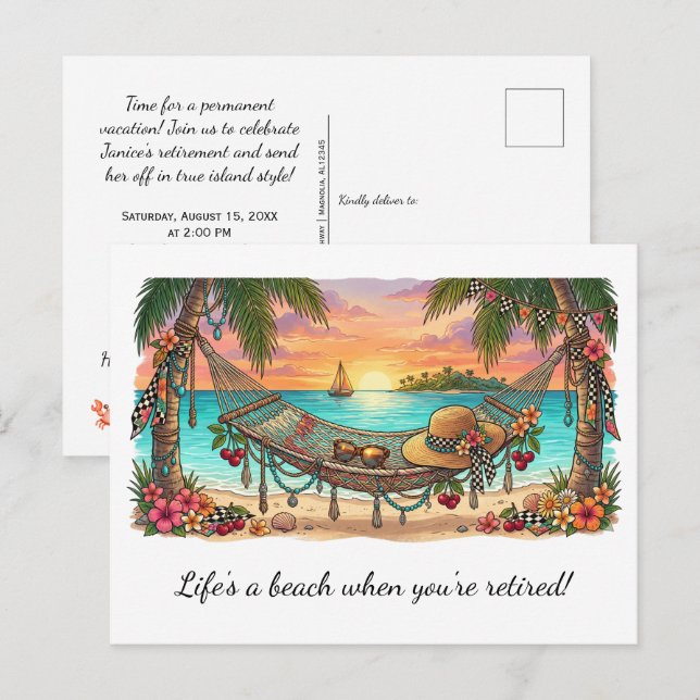Life's a Beach Retirement Party |  Postcard (Front/Back)