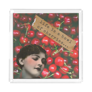 Life's A Bowl of Cherries Altered Art Acrylic Tray