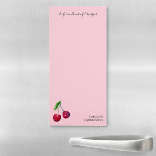 Life's a Bowl of Cherries Cute Cheery Girly Pink Magnetic Notepad