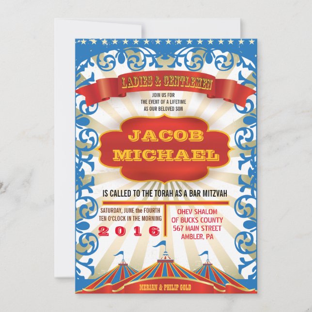 LIFE'S A CIRCUS Bat Bar Mitzvah Invitation (Front)