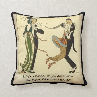 Life's a Dance: Art Deco Illustration Throw Pillow