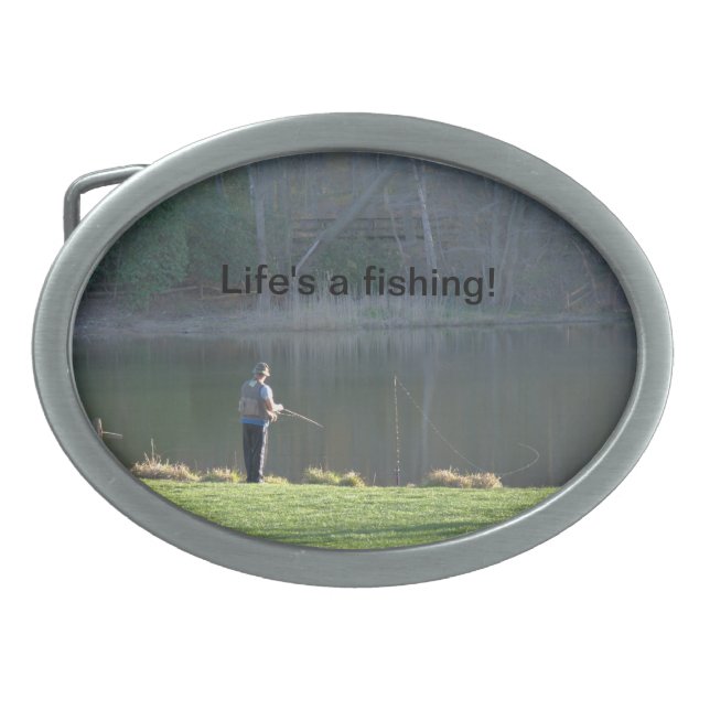 Life's a Fishing Belt Buckle Your PHOTO (Front)