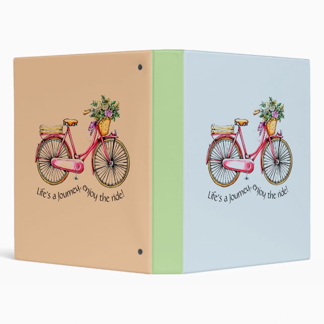 Life's a Journey, Enjoy the Ride - Flower Bike 3 Ring Binder (Background)